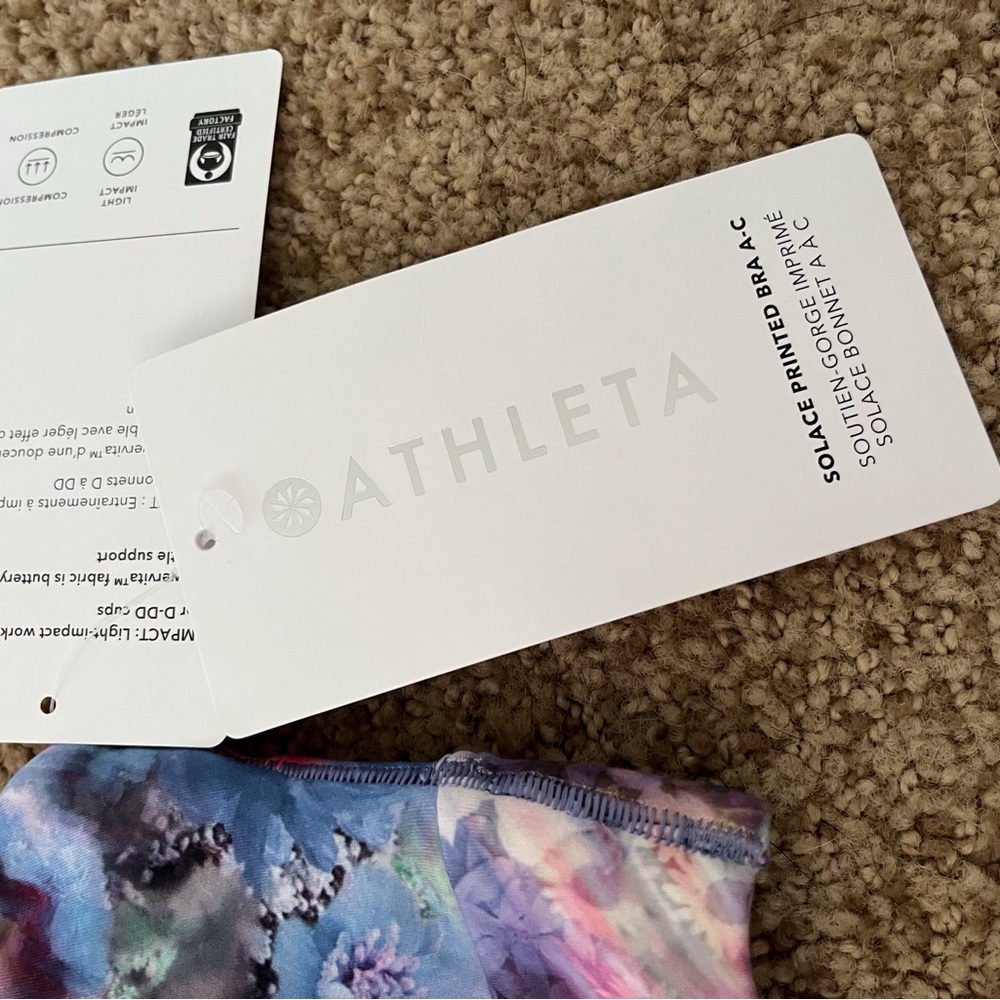 Athleta sports bra - size XS pretty floral water color new with tags - Picture 5 of 5